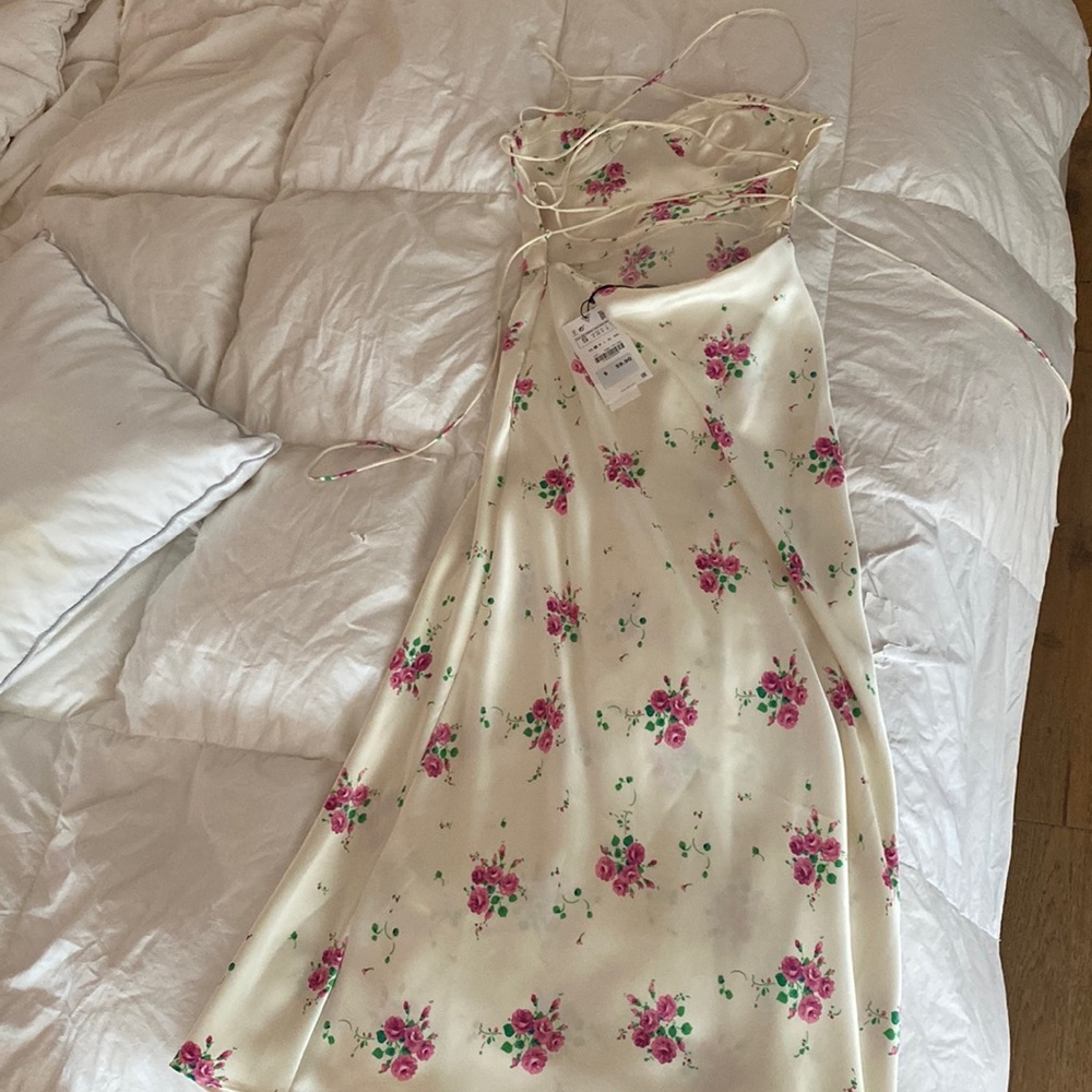 Zara Satin back lace up dress